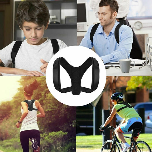 "Personne portant correcteur de posture ajustable unisexe pour soulagement des douleurs dorsales et amélioration du maintien"