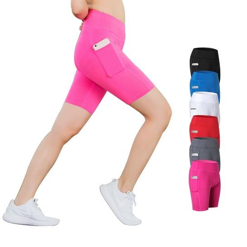 🎨🧘‍♀️ Short yoga femme extensible haute qualité disponible en 6 couleurs vibrantes (rouge énergie, bleu sérénité, noir élégance, blanc pureté, gris sophistication, rose féminité) avec poche latérale téléphone - Tissu premium 85% polyester 15% spandex ultra-stretch 4 directions pour liberté mouvement totale - Vêtement sport polyvalent fitness running pilates tailles S-XL 💪