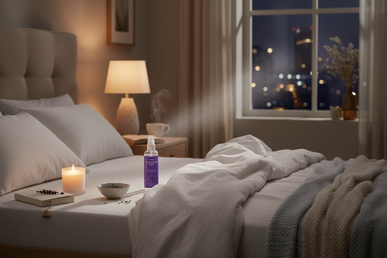 Coffret relaxation sommeil"😴 Chambre nuit spray lavande oreiller bougie table chevet préparation sommeil rituel coucher paisible 🌙"