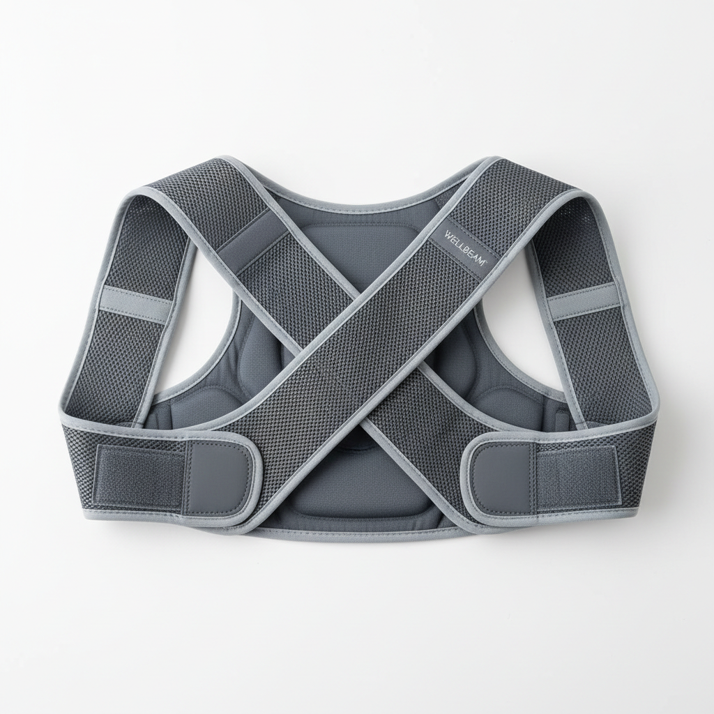 Correcteur de posture - photo produit🔍 Gros plan sur les matériaux respirants haute qualité du correcteur : sangles ajustables renforcées pour les épaules, système de support dorsal ergonomique et fermetures sécurisées - Conception pensée pour un confort prolongé et une efficacité thérapeutique maximale - Détails de fabrication soignés garantissant durabilité et résultats visibles rapidement 🌿💎

