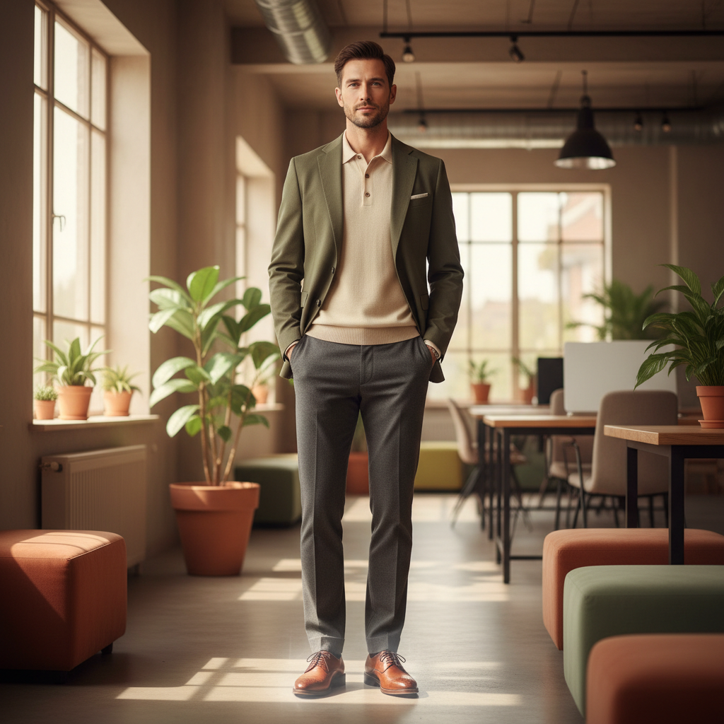 🚶 Personne confiante se tenant debout avec une posture améliorée grâce aux semelles rehaussantes invisibles - Gain de hauteur naturel et discret apportant confiance en soi dans un environnement professionnel - Solution bien-être invisible pour améliorer sa présence et son assurance au quotidien sans effort 💼🌟