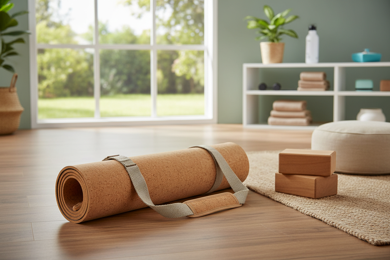 "🎒 Tapis yoga roulé avec sangle transport maison prêt pratique gym portable rangement facile 🧘‍♀️"